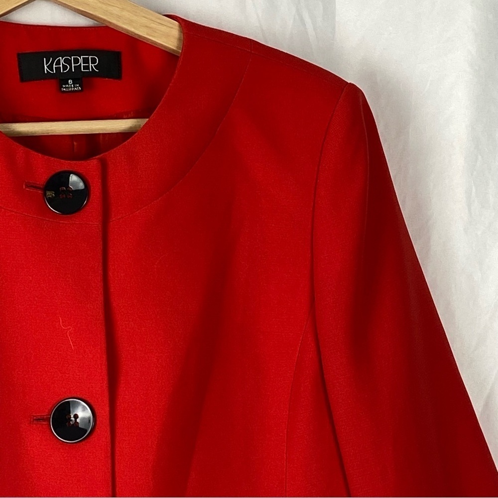 Kasper Size 8 Red Suit Blazer Jacket Open Front Separate Coat Women - Picture 6 of 16